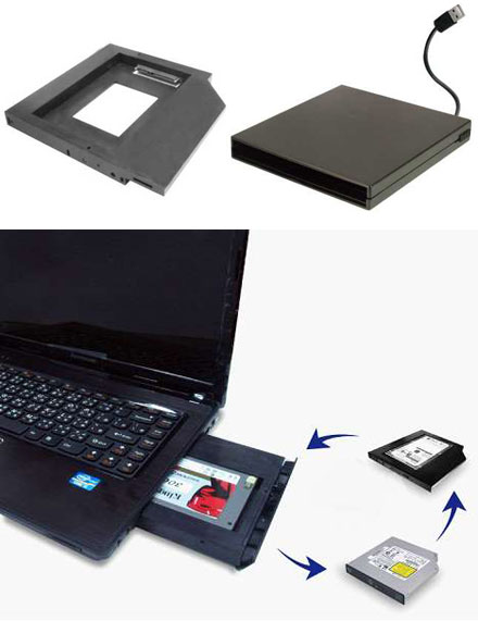 SLIM-LINE 2.5" Hot-Swap HDD/SSD bay [SATA(HD)-to-SATA(DVD)]